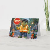 Green Superhero Happy School Year カード (正面)