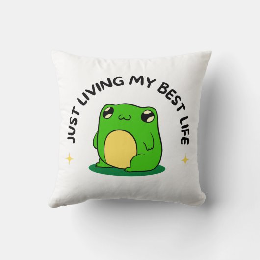 Green Sweet Cute Simple Frog Character Pillow クッション (裏面)