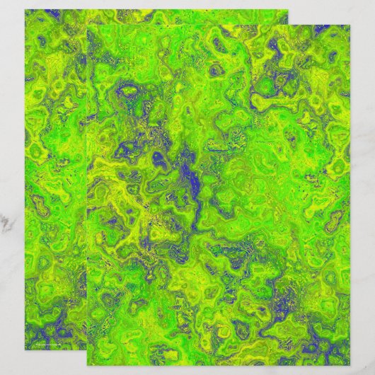 Green Swirly Marble Scrapbook Paper 2-Sided Page (正面/裏面)