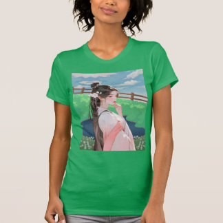 green t shirt with barbie design tシャツ