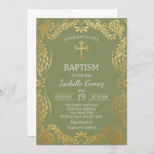 Green Talavera Tile Spanish Fiesta Baptism 招待状 (正面/裏面)