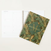 Green Tan Foliage William Morris Elegant Monogram プランナー手帳 (ディスプレー)