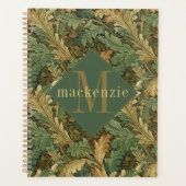 Green Tan Foliage William Morris Elegant Monogram プランナー手帳 (正面)