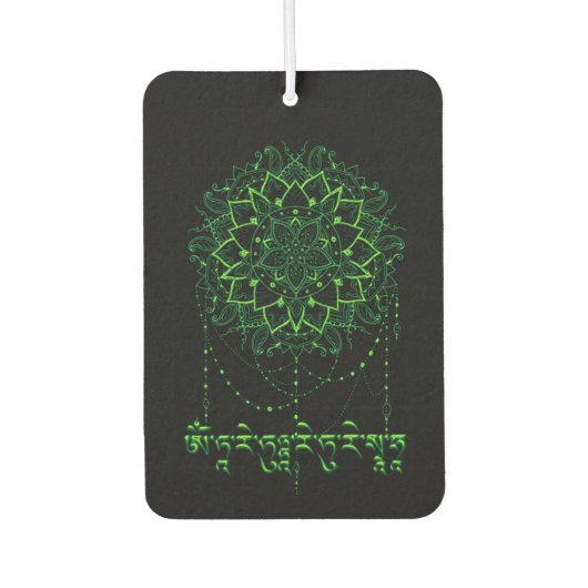 Green Tara Mantra In Tibetan Script With Mandala カーエアーフレッシュナー (正面)