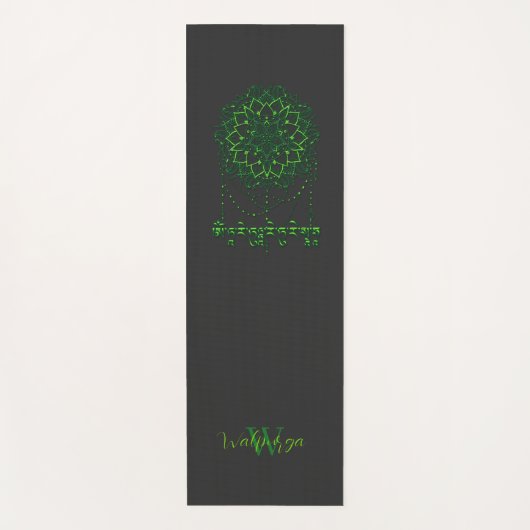 Green Tara Mantra In Tibetan Script With Mandala ヨガマット (正面)