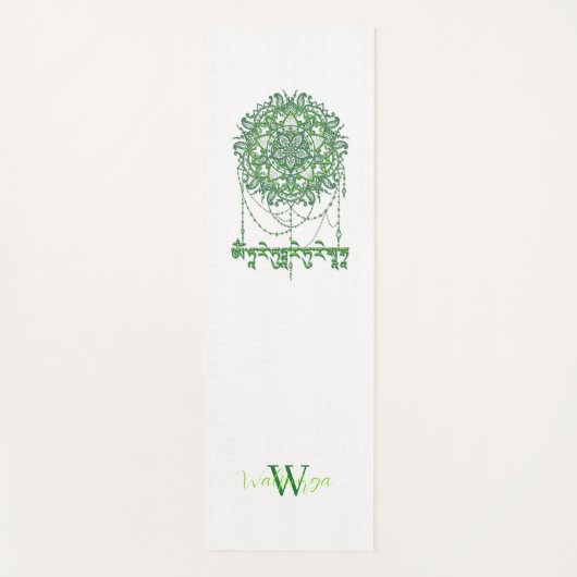 Green Tara Mantra In Tibetan Script With Mandala ヨガマット (正面)