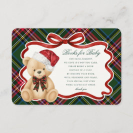 Green Tartan Christmas Bear Books for Baby Card エンクロージャーカード