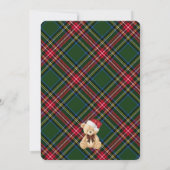 Green Tartan Plaid Christmas Bear Birthday 招待状 (裏面)