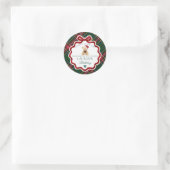 Green Tartan Plaid Christmas Bear Birthday Favor ラウンドシール (バッグ)