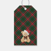 Green Tartan Plaid Christmas Bear Birthday Favors ギフトタグ (裏面)