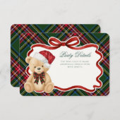 Green Tartan Plaid Christmas Bear Details エンクロージャーカード (正面/裏面)