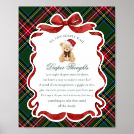 Green Tartan Plaid Christmas Bear Diaper Thoughts ポスター