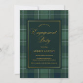 Green Tartan Polo Plaid Vintage Engagement Party 招待状 (正面)