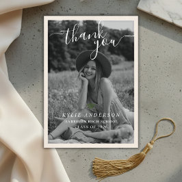 Green Tassel Senior Photo High School Graduation  サンキューカード