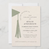 Green Tassel Senior Photo High School Graduation  招待状 (正面)