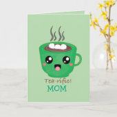 Green Tea Mug with quote Tea-rific カード (黄色い花)