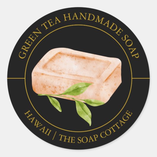 Green Tea Soap label ラウンドシール (正面)