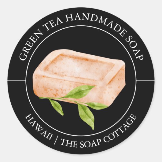Green Tea Soap label ラウンドシール (正面)