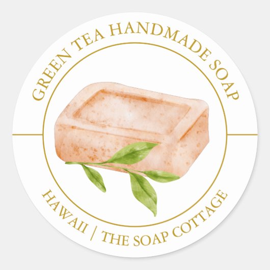 Green Tea Soap label ラウンドシール (正面)