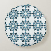 Green & Teal Bloom Geometric Floral Round Pillow ラウンドクッション (裏面)