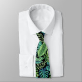 Green & Teal Tropical Palm Banana Monstera Leaves ネクタイ (タイ)