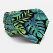 Green & Teal Tropical Palm Banana Monstera Leaves  ネクタイ (ロール)