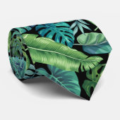 Green & Teal Tropical Palm Banana Monstera Leaves ネクタイ (ロール)
