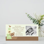 Green Teddy Bearベビー写真誕生のお知らせ 案内状 (スタンド正面)