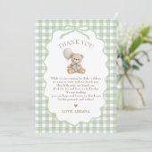  Green Teddy Bear Baby Shower Thank You Card (スタンド正面)