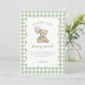 Green Teddy Bear Birthday Thank You Card (スタンド正面)