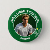 Green Tennis Player Photo High School Spirit 缶バッジ (正面)