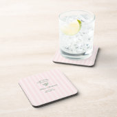 Green Tennis Rackets Pink Striped Bridal Shower  コースター (右側)