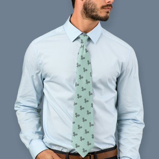 Green tennis tie, racket tie, funny wedding tie ネクタイ