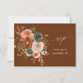 Green & Terra Cotta Floral w Meal RSVP Tan (正面)