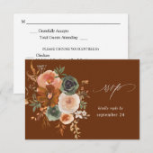 Green & Terra Cotta Floral w Meal RSVP Tan (正面/裏面)