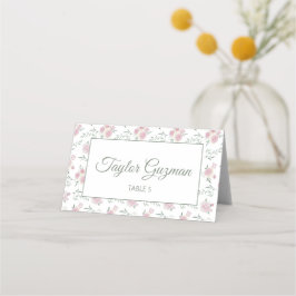 Green Text Floral Pattern Folded Place Card プレイスカード