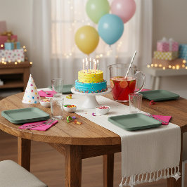 Green Textured 9" Square Paper Plate for Events ペーパープレート