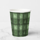 Green Textured Plaid And Fir Tree Shapes Christmas 紙コップ (右)