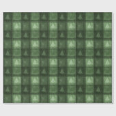 Green Textured Plaid With Fir Trees Christmas ラッピングペーパー (フラット)