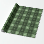 Green Textured Plaid With Fir Trees Christmas ラッピングペーパー (アンロールド)