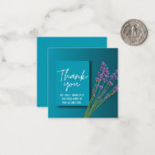 Green Thank You Card with Purple Floral Design ノートカード (正面/裏面インサイチュ)