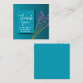 Green Thank You Card with Purple Floral Design ノートカード (正面/裏面)