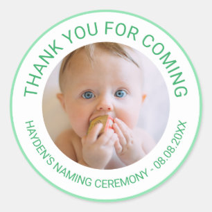 Green Thank You For 来'Naming Ceremony Photo ラウンドシール