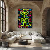 Green Third Eye Alien – Funky Neon Pop Art Wall ポスター