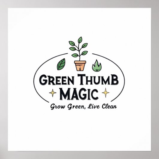 Green Thumb Magic | Urban Gardening T-Shirt ポスター (正面)