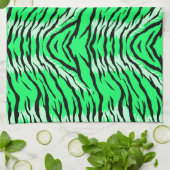 Green Tiger Animal Skin Pattern Design  キッチンタオル (折り畳み)