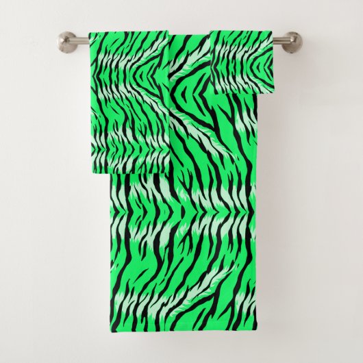 Green Tiger Animal Skin Pattern Design バスタオルセット (インサイチュ)