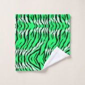 Green Tiger Animal Skin Pattern Design バスタオルセット (ウォッシュタオル)