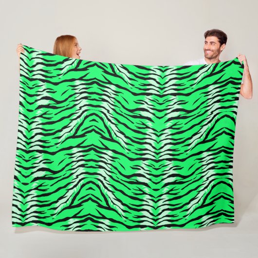 Green Tiger Animal Skin Pattern Design  フリースブランケット (インサイチュ)