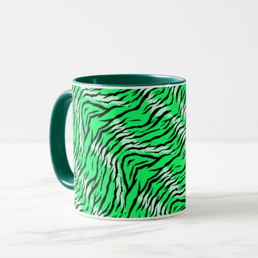 Green Tiger Animal Skin Pattern Design  マグカップ (正面左)